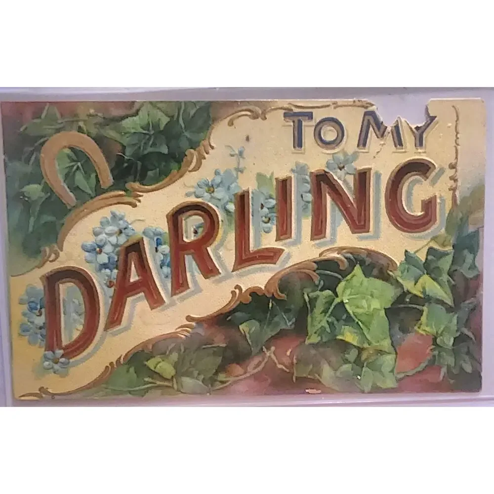 Lot Of Four Vintage Antique Embossed Postcards Flowers Darling Sweetheart Forget